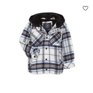 Urban Republic sherpa lined Parka Hooded Shirt Jacket Boys 5/6 black, white blue